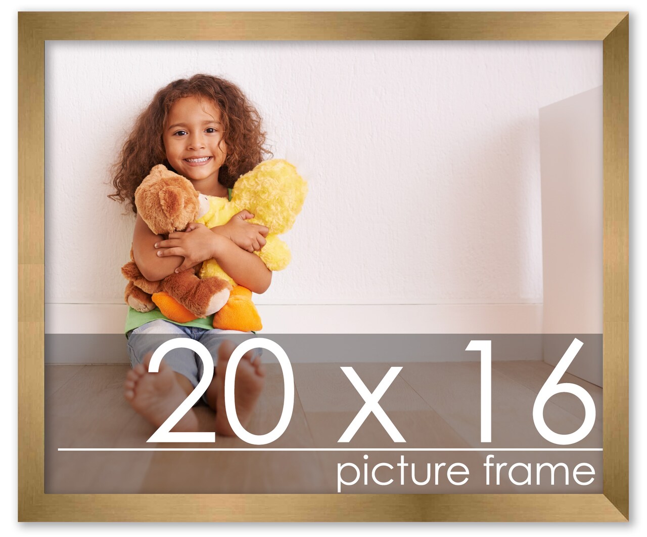 20x16 Gold Bronze Wood Picture Frame - UV Acrylic, Foam Board Backing, Hanging Hardware